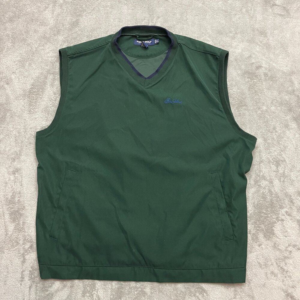 Polo Golf Ralph Lauren Mens XL Side Zip Windbreaker Vest Forest Green